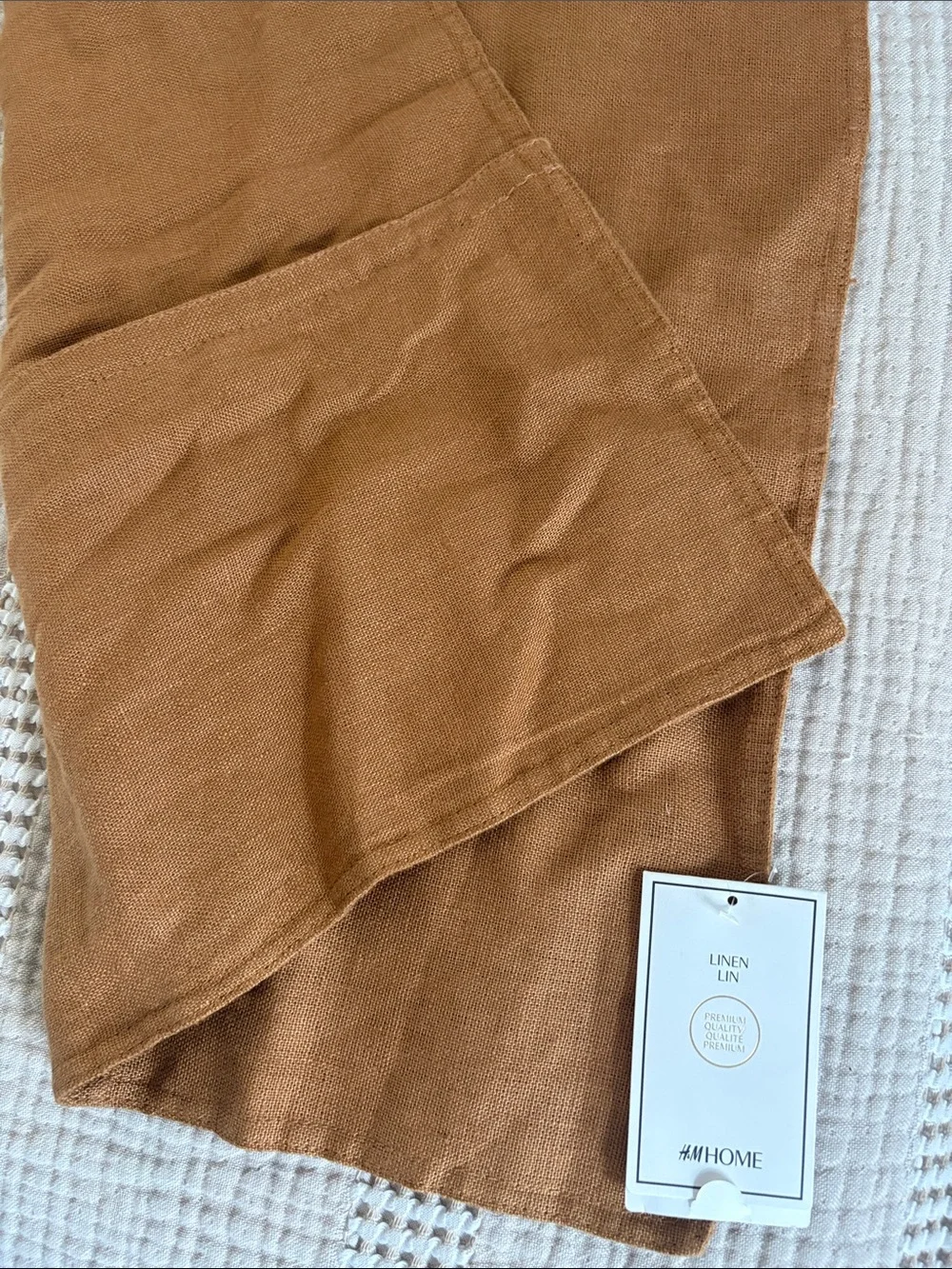 H&M Neutral Linen Pillow Cover 20 x 20 - Camel Tobacco